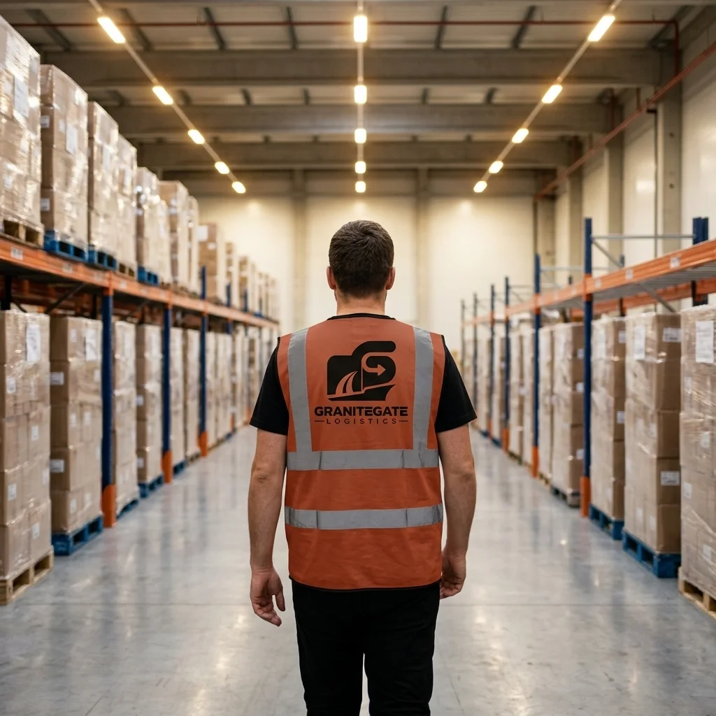 Granite Gate Logistics warehouse aisle — documented bonded storage